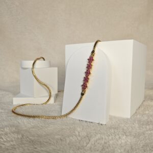 Radiant Ruby Floral Gold-Plated Mugappu Chain