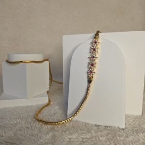 Classic Ruby Floral Gold-Plated Mugappu Chain
