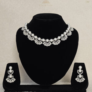 Pearl Scallop Rhodium Choker Set