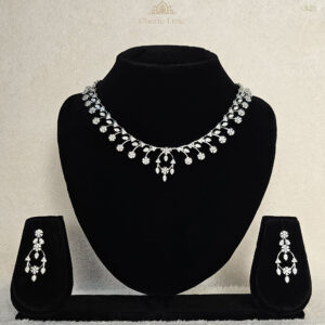 Floral Vine Rhodium Necklace Set