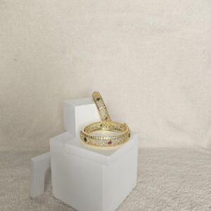 Openable Gold-Plated Bangles | Ruby & Emerald