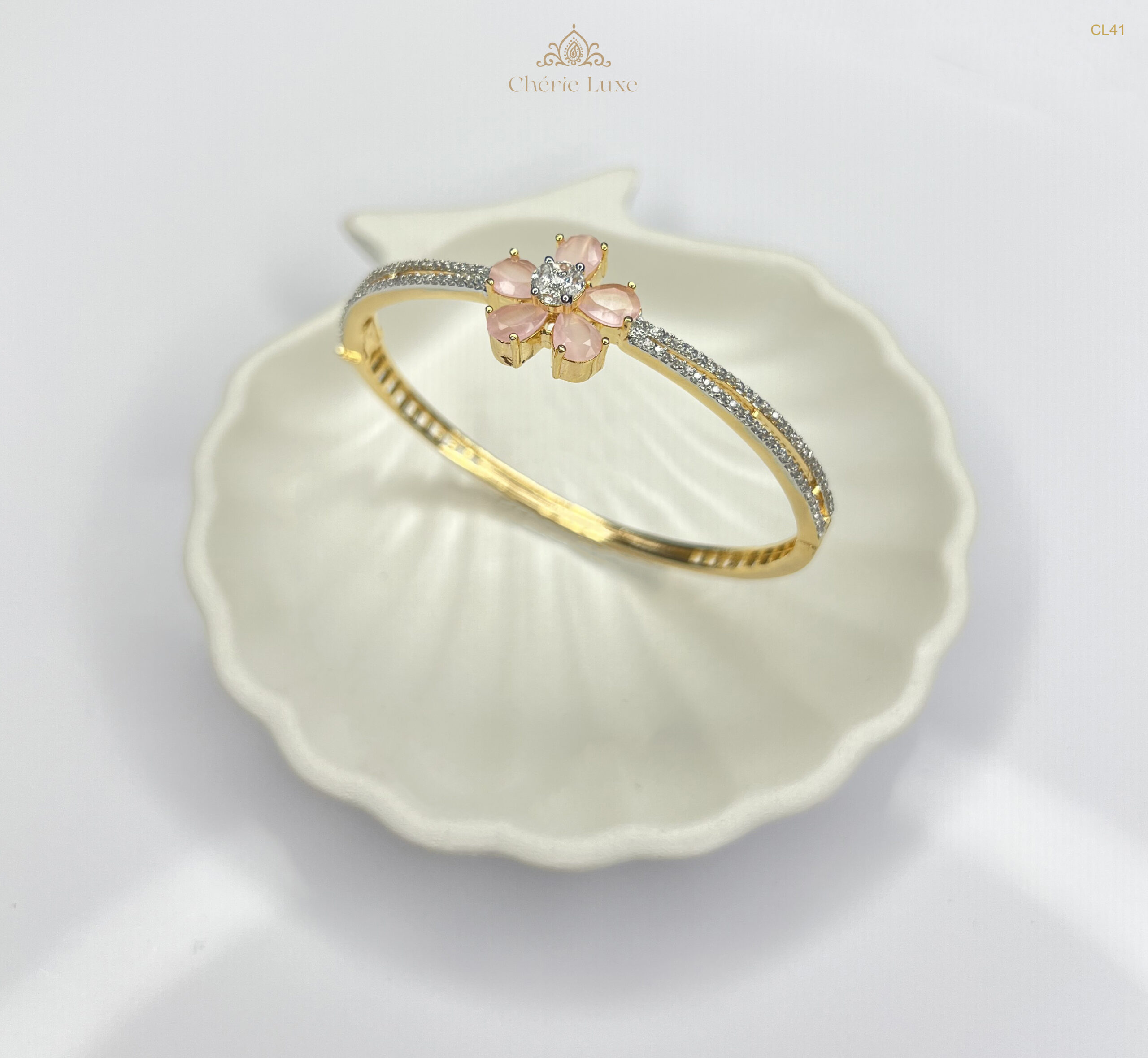 Pastel Pink Floral Openable Bracelet