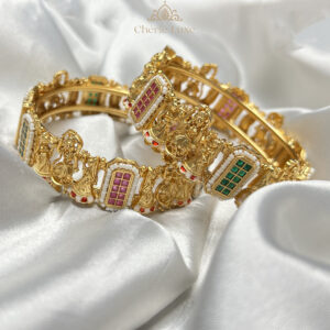 Traditional Nakshi Temple Bangles | Ruby & Emerald