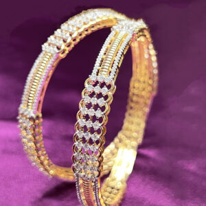 Ribbed Gold-Plated & Crystal Mesh Bangles