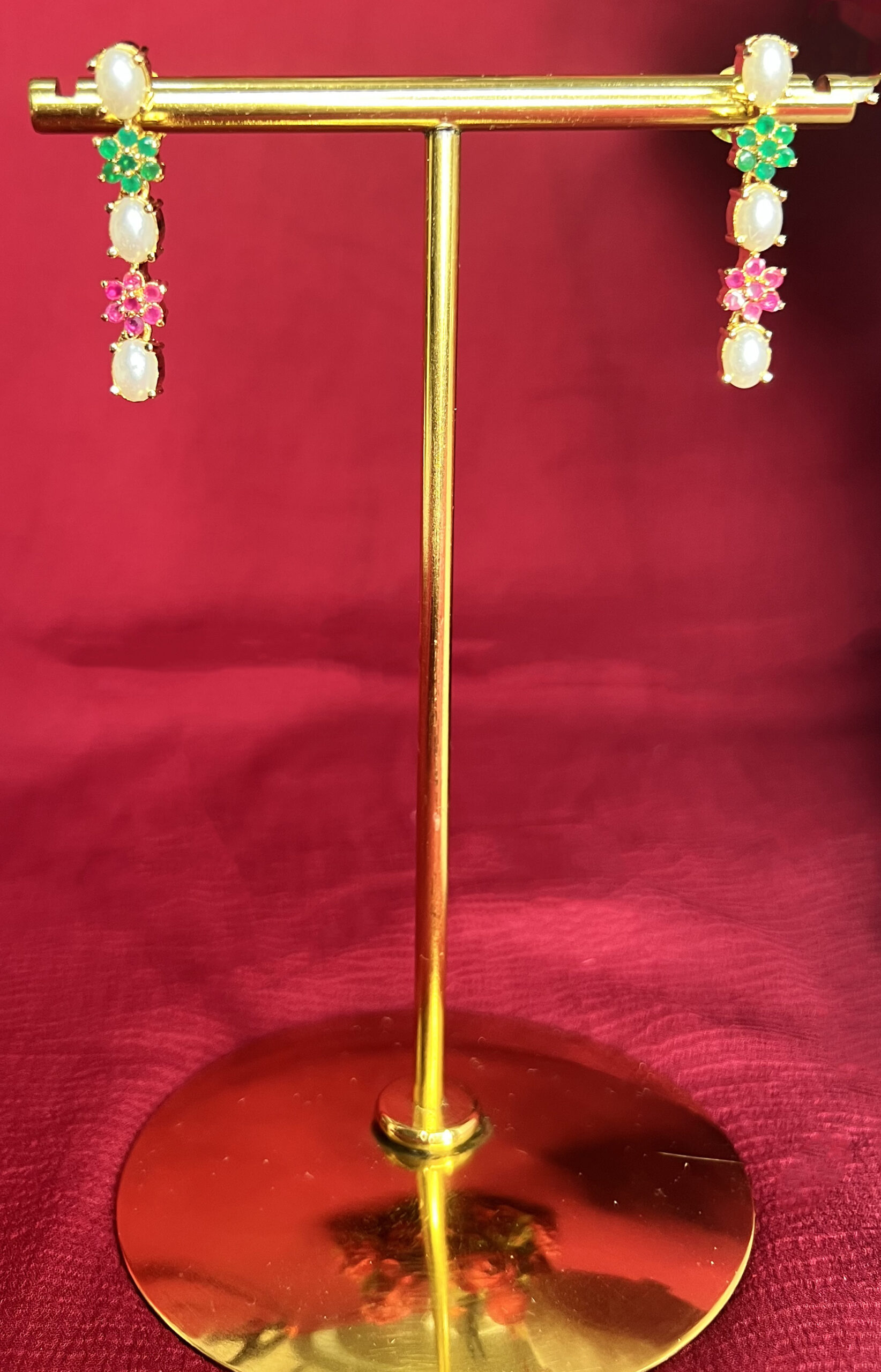 Meera Delicate Floral Pearl Double Mala Necklace Set - Image 3