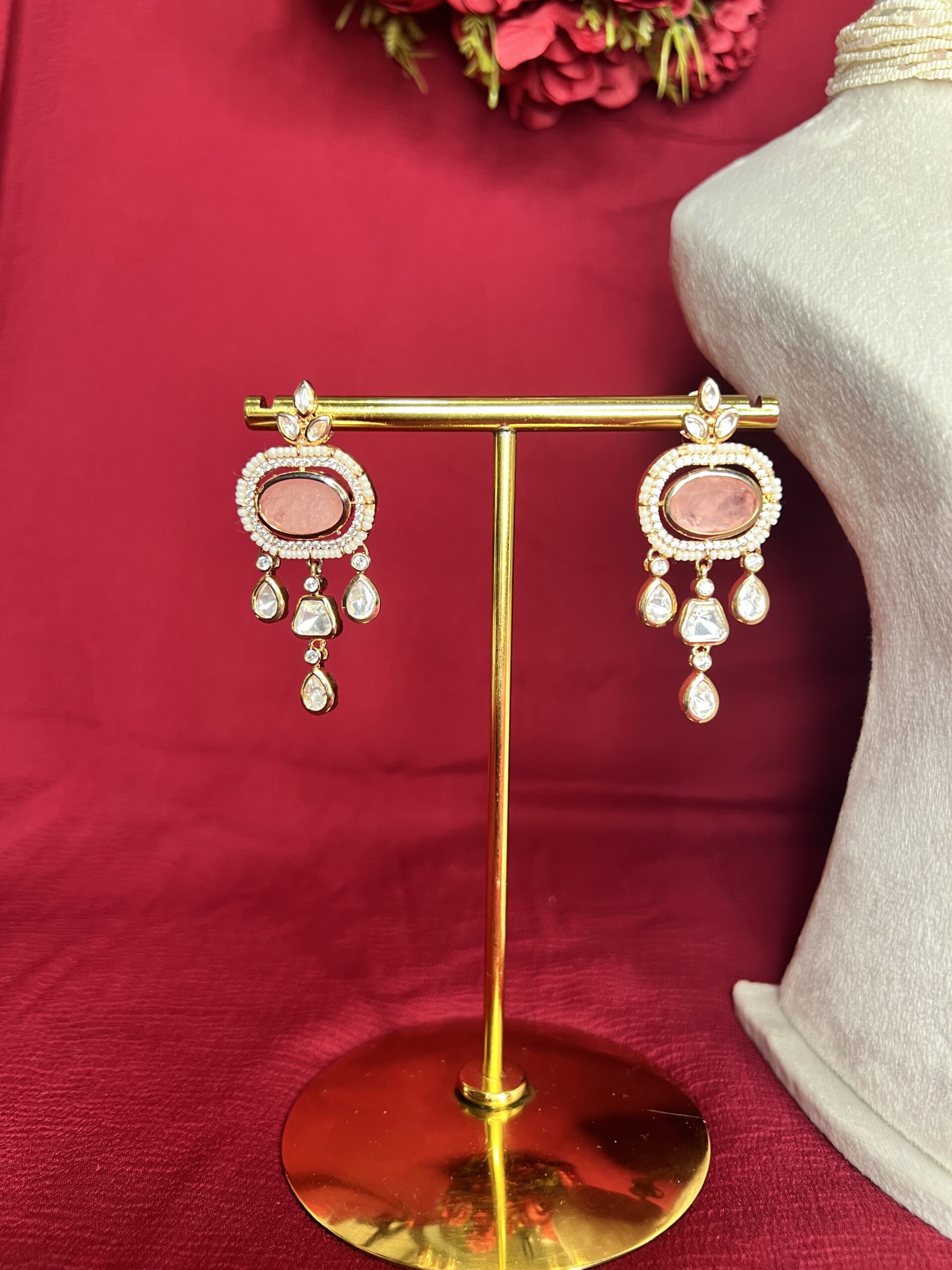 Blush Pink Kundan Choker Set - Image 3