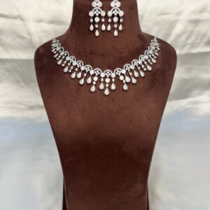 American Diamond Floral Cascade Necklace Set