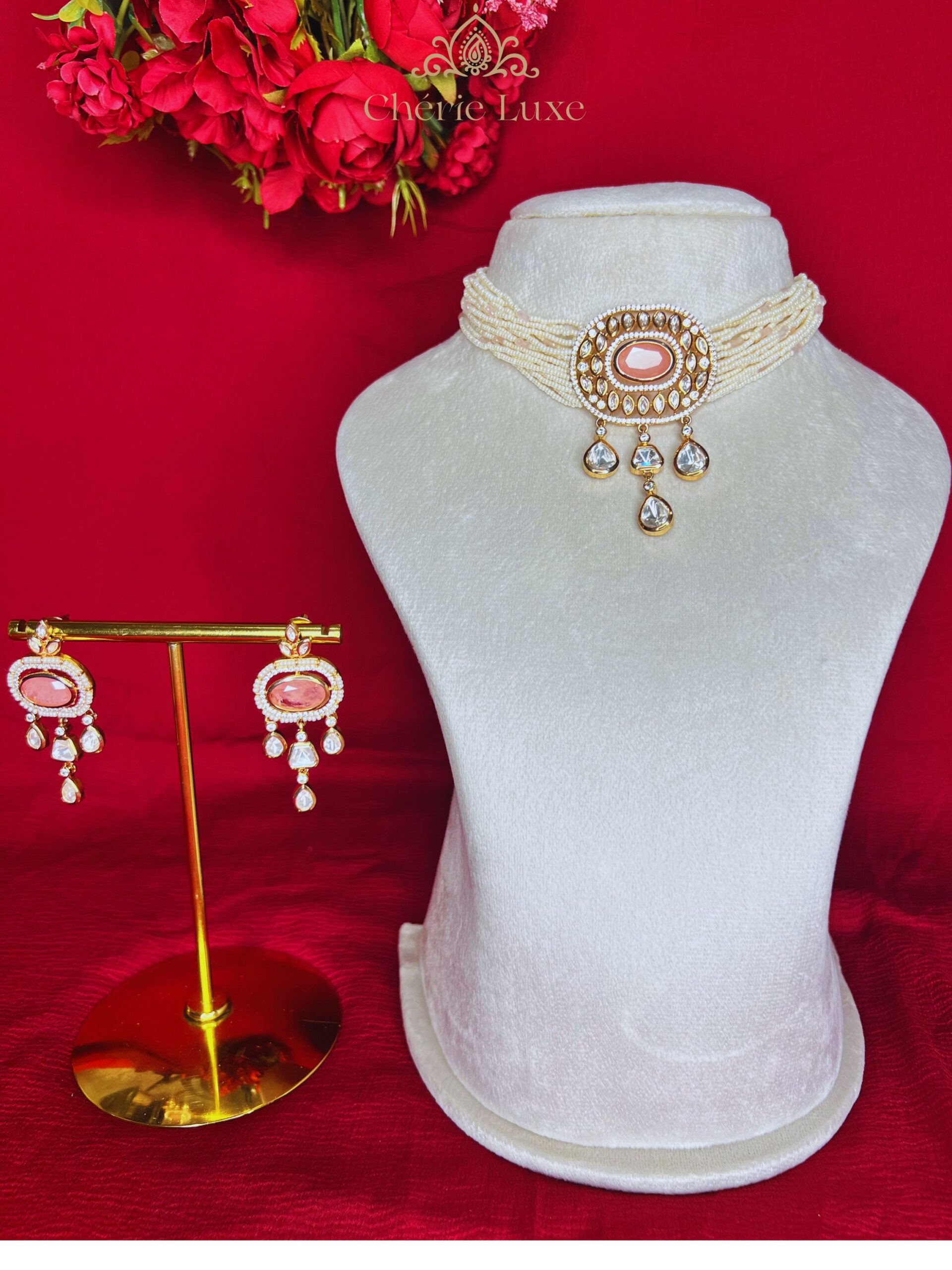 Blush Pink Kundan Choker Set